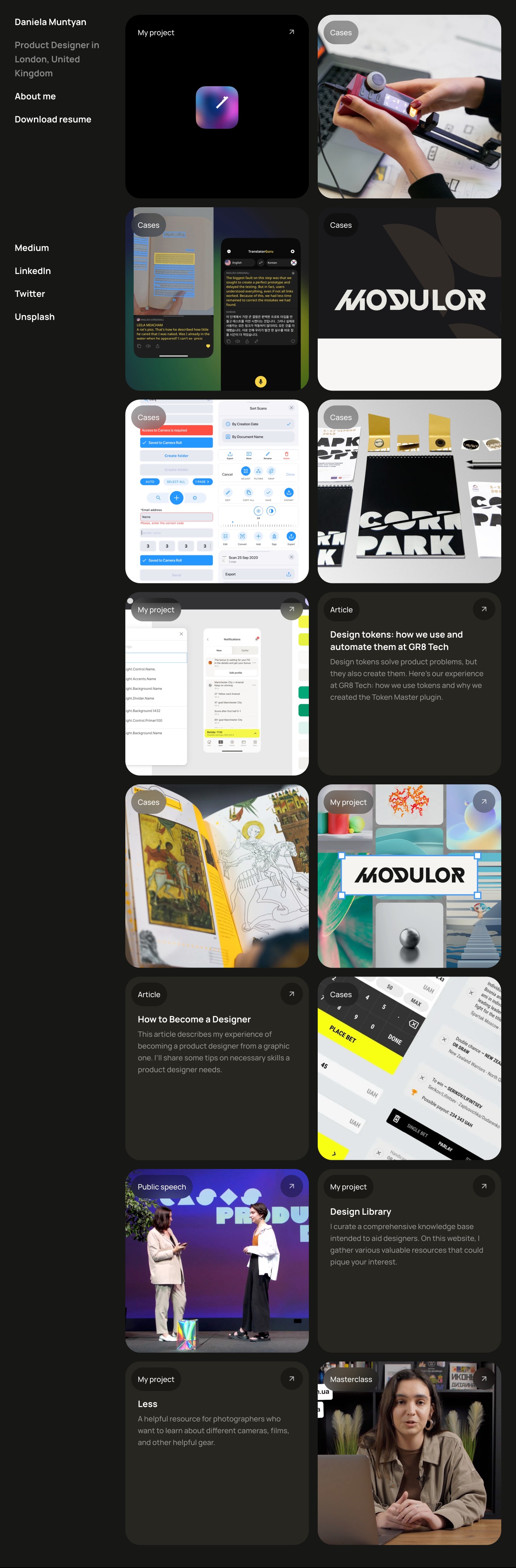 Daniela Muntyan portfolio screenshot