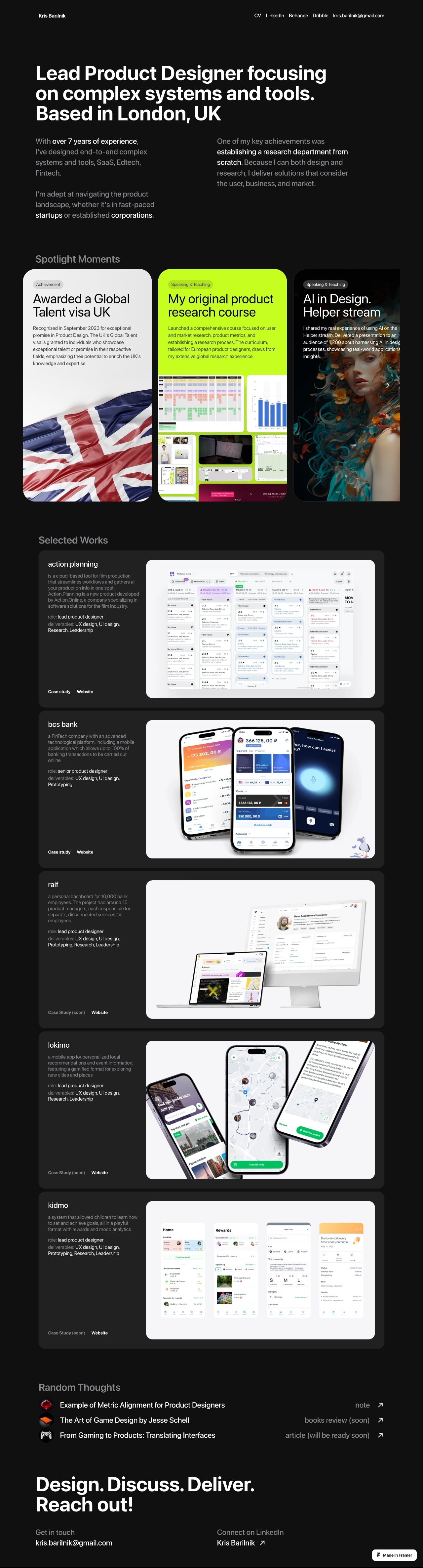 Kris Barilnik portfolio screenshot