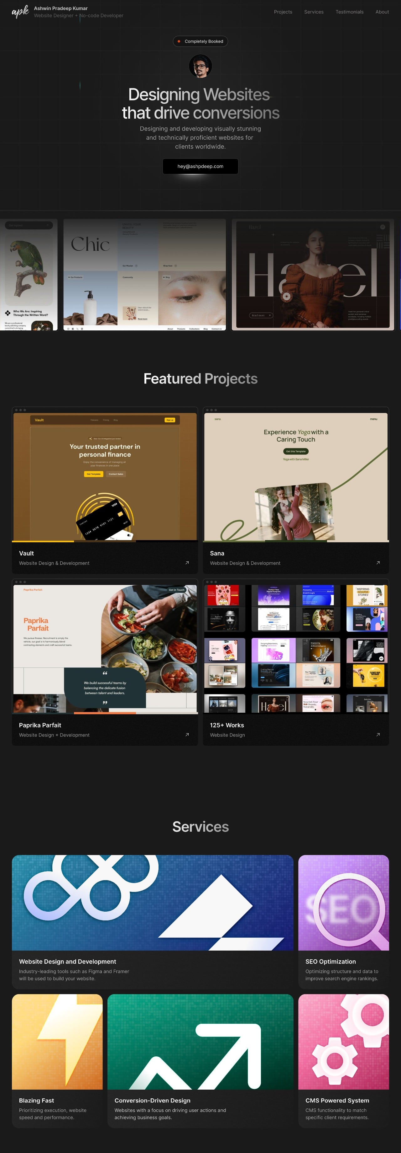 Ashwin Pradeep Kumar portfolio screenshot