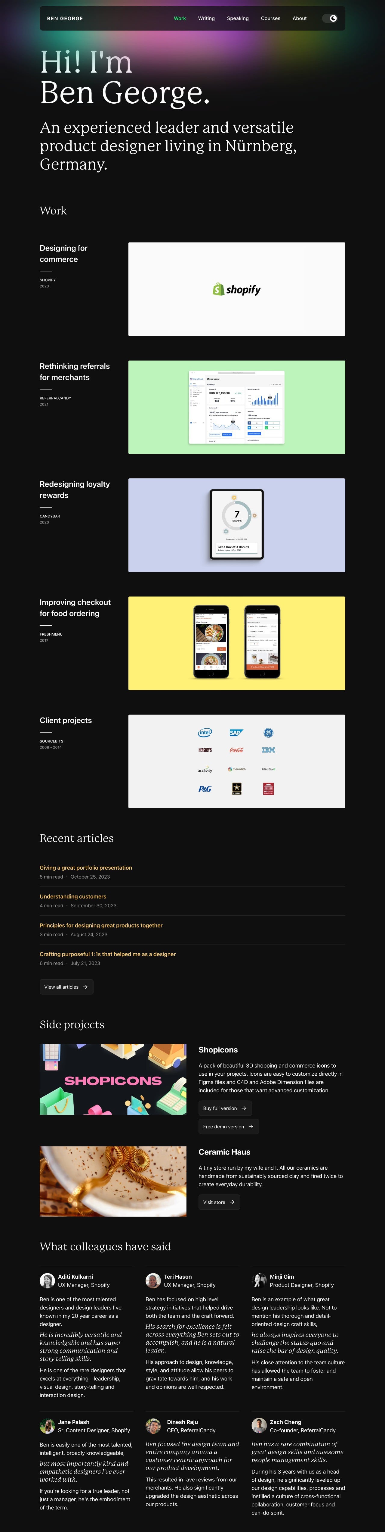 Ben George portfolio screenshot