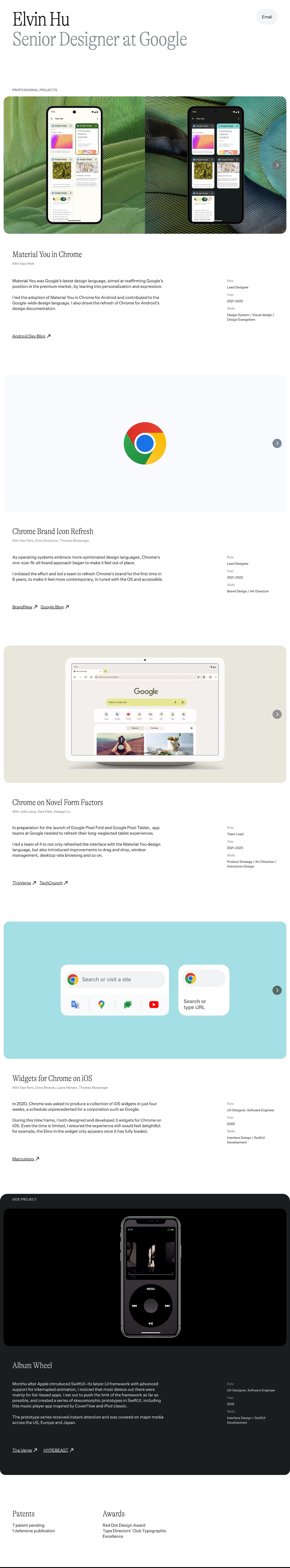 Elvin Hu portfolio screenshot