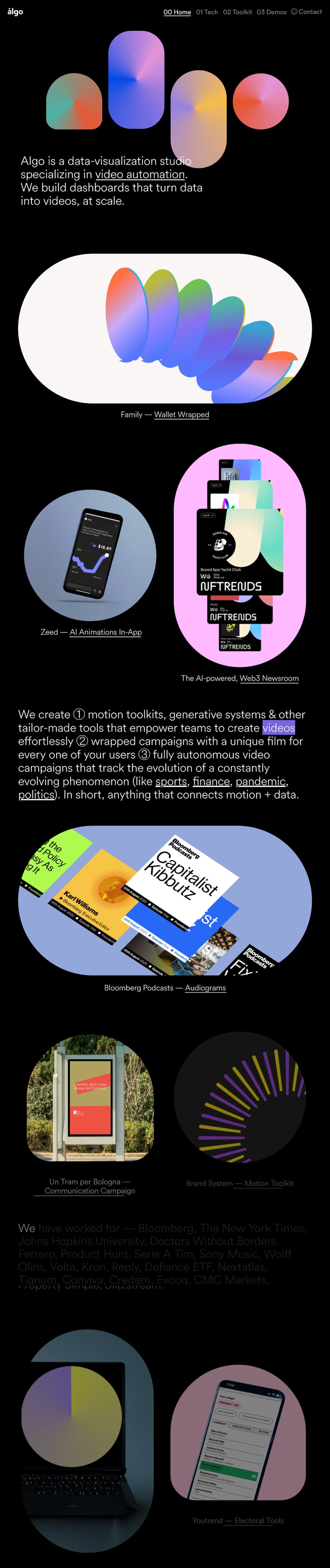 Algo Studio portfolio screenshot