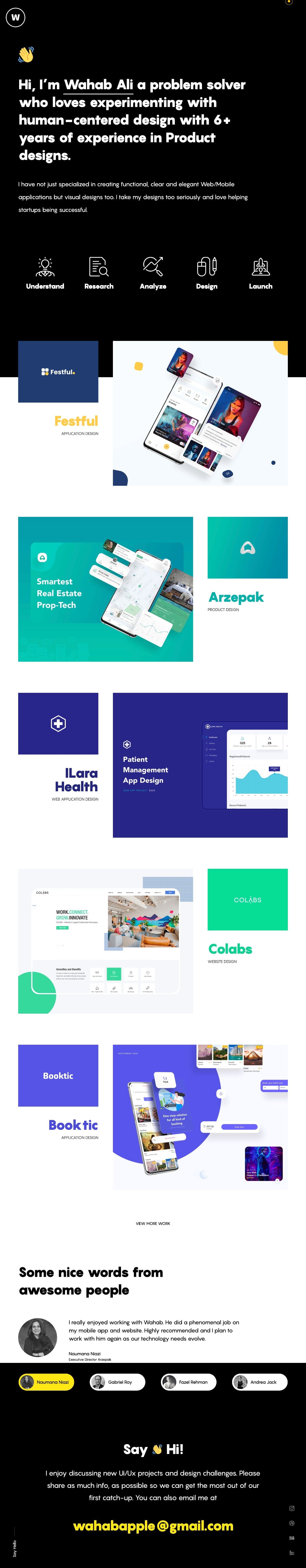 Wahab Ali portfolio screenshot