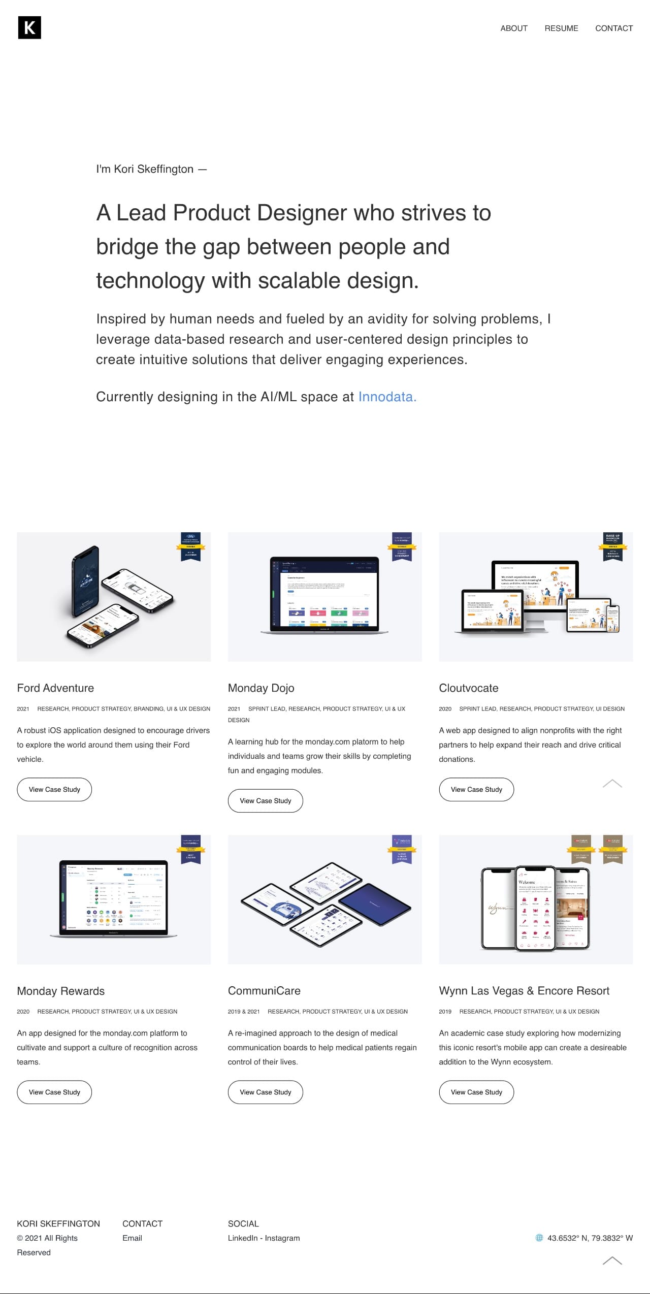 Kori Skeffington portfolio screenshot