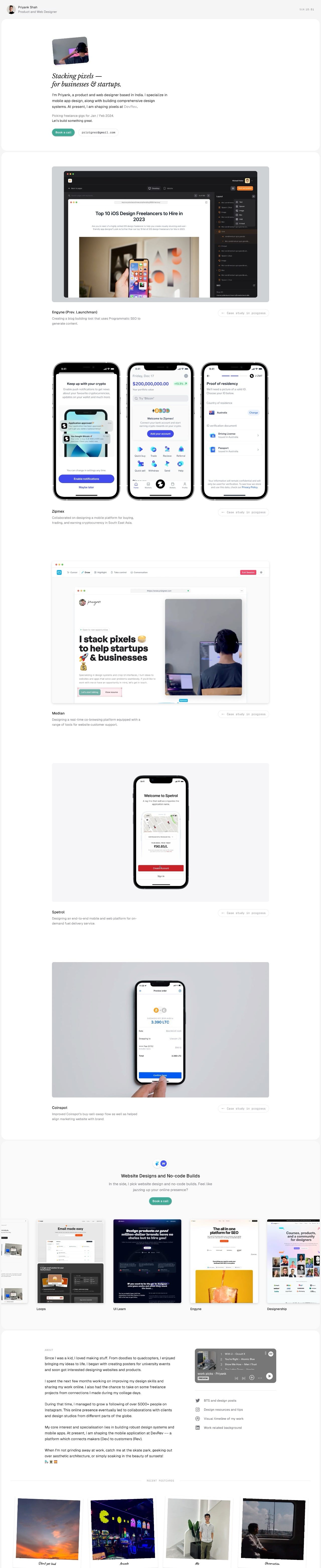 Priyank Shah portfolio screenshot