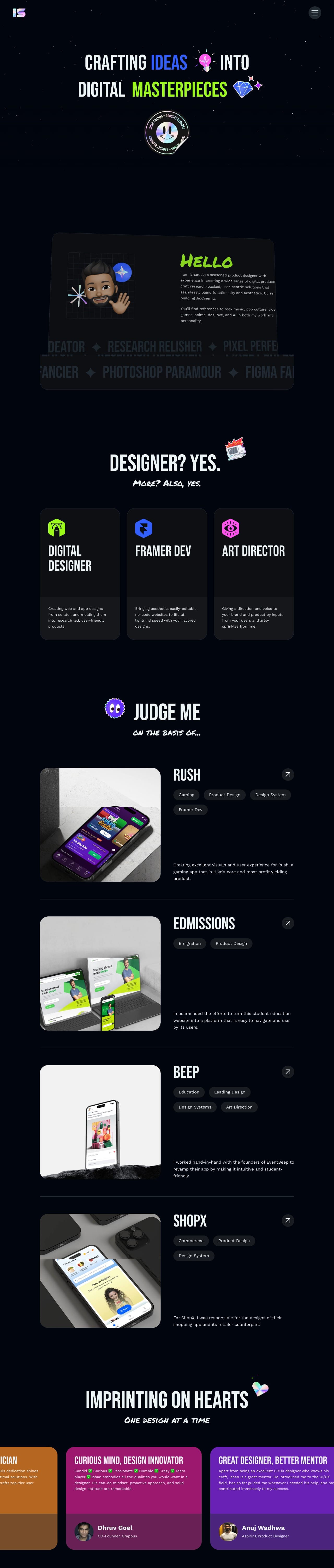 Ishan Sharma portfolio screenshot