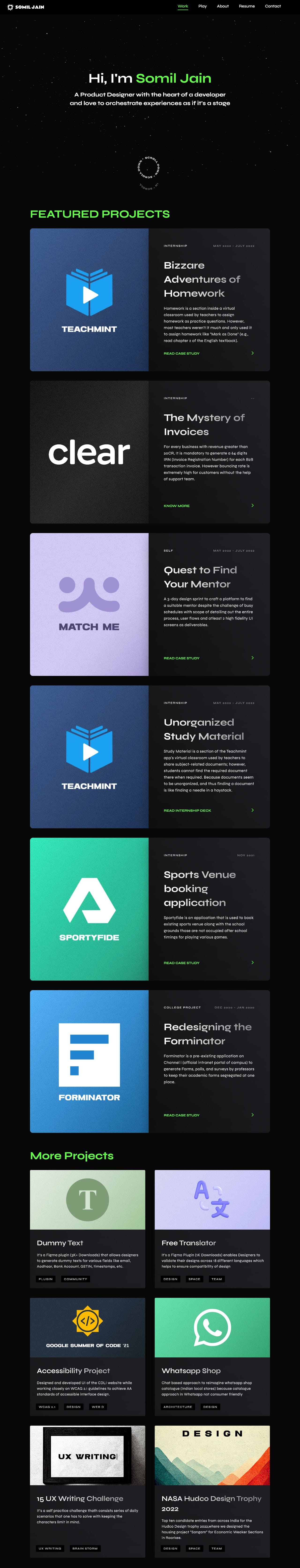 Somil Jain design intern portfolio - creative portfolio