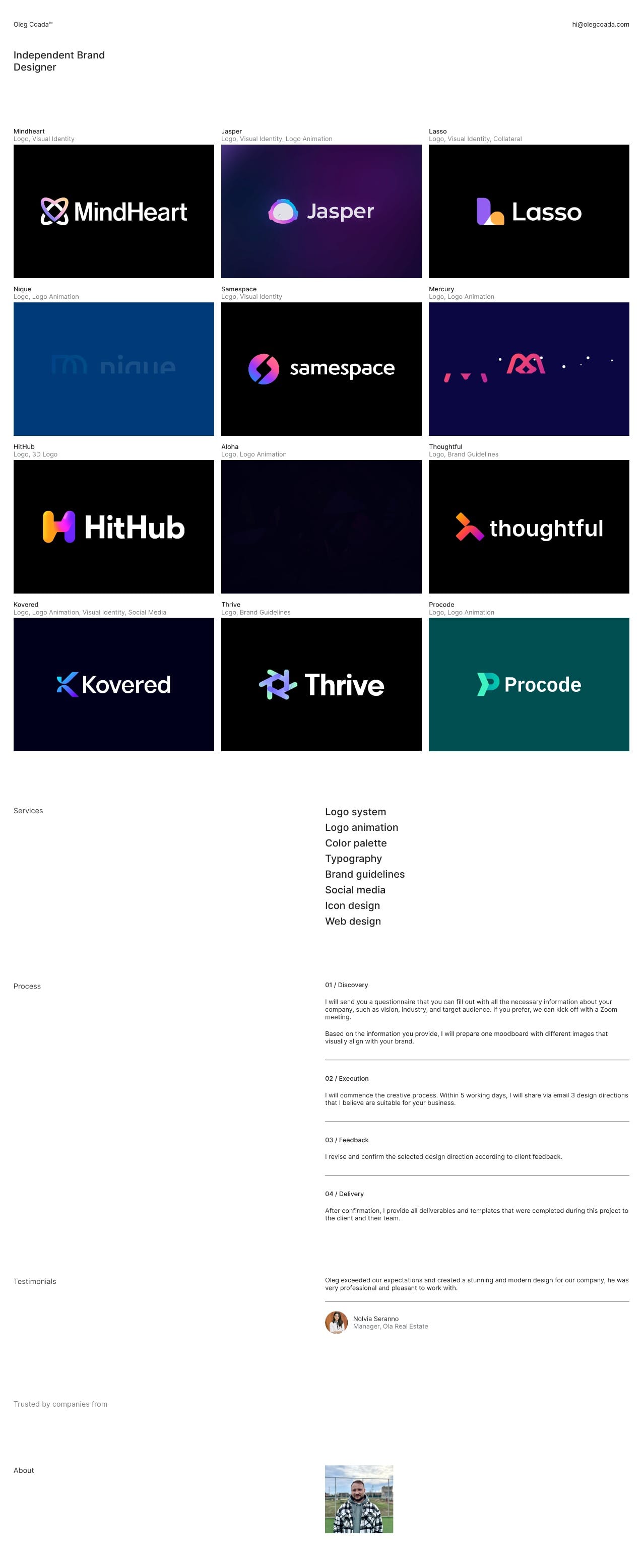 Oleg Coada portfolio screenshot