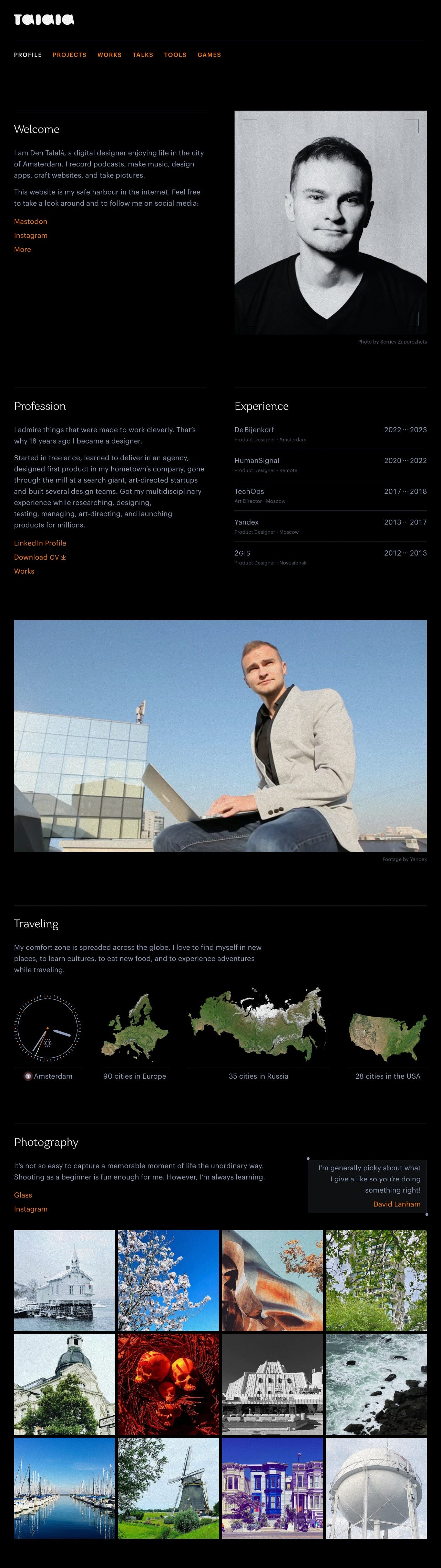 Den Talalá portfolio screenshot