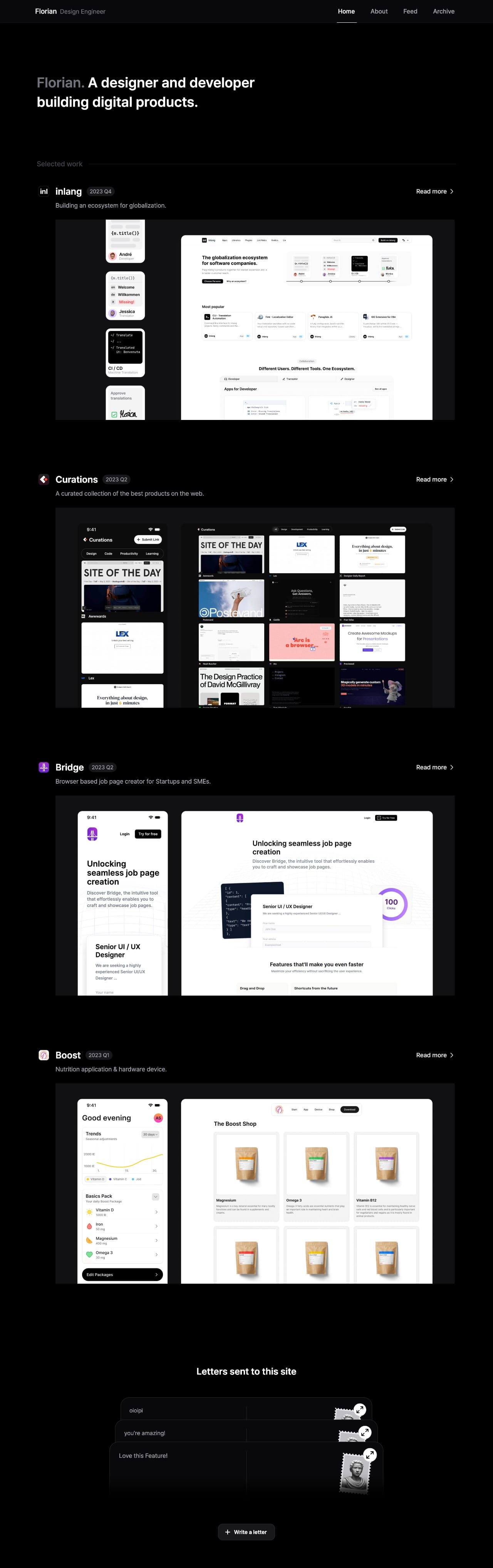 Florian portfolio screenshot