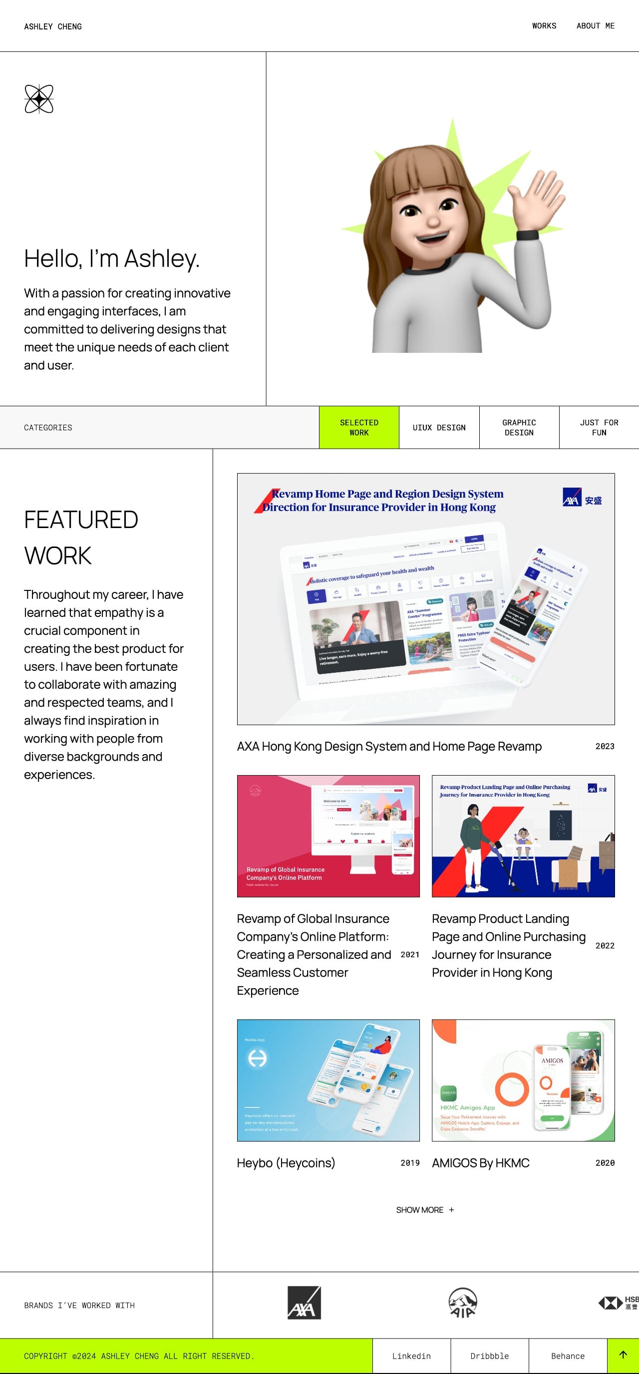 Ashley Cheng portfolio screenshot