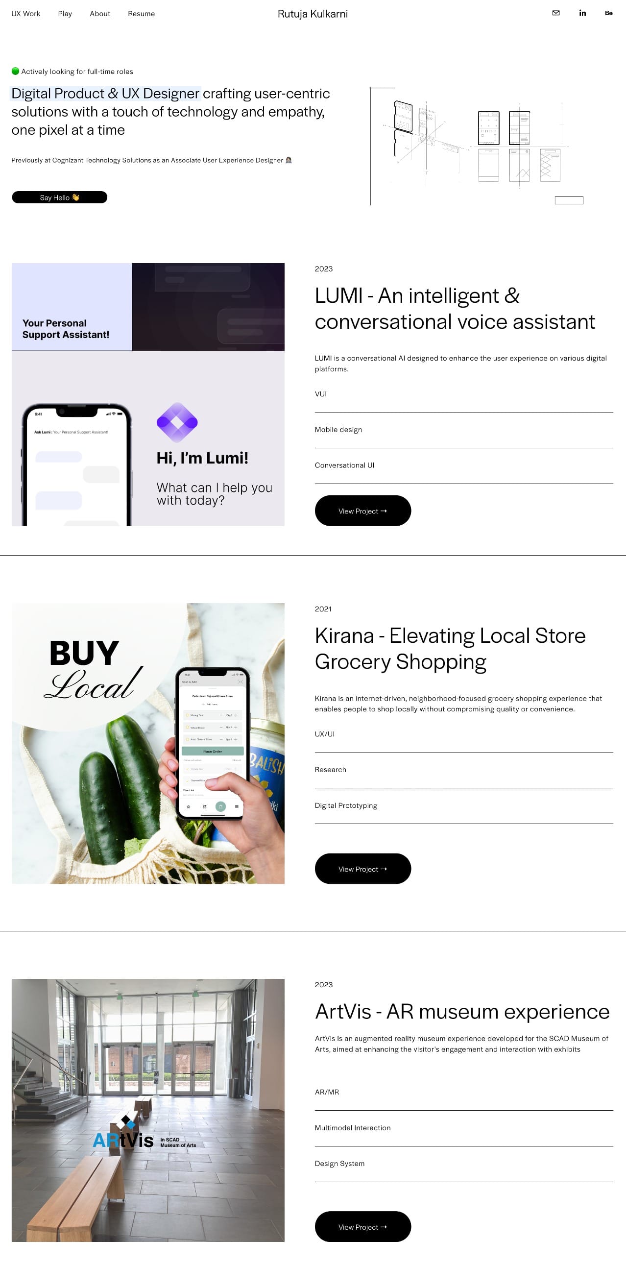 Rutuja Kulkarni portfolio screenshot