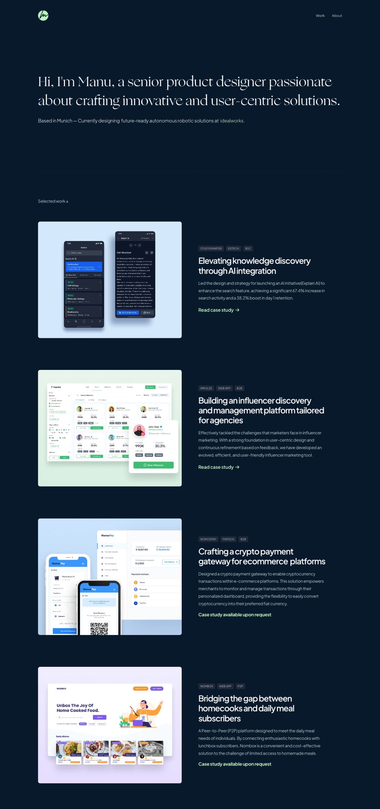 Manu Mohanan portfolio screenshot