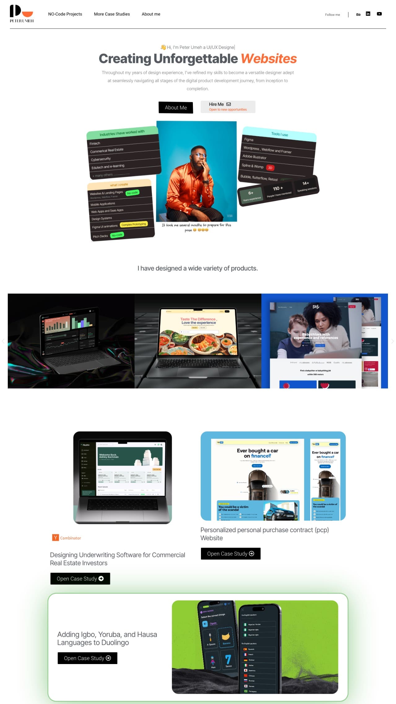 Peter Umeh portfolio screenshot