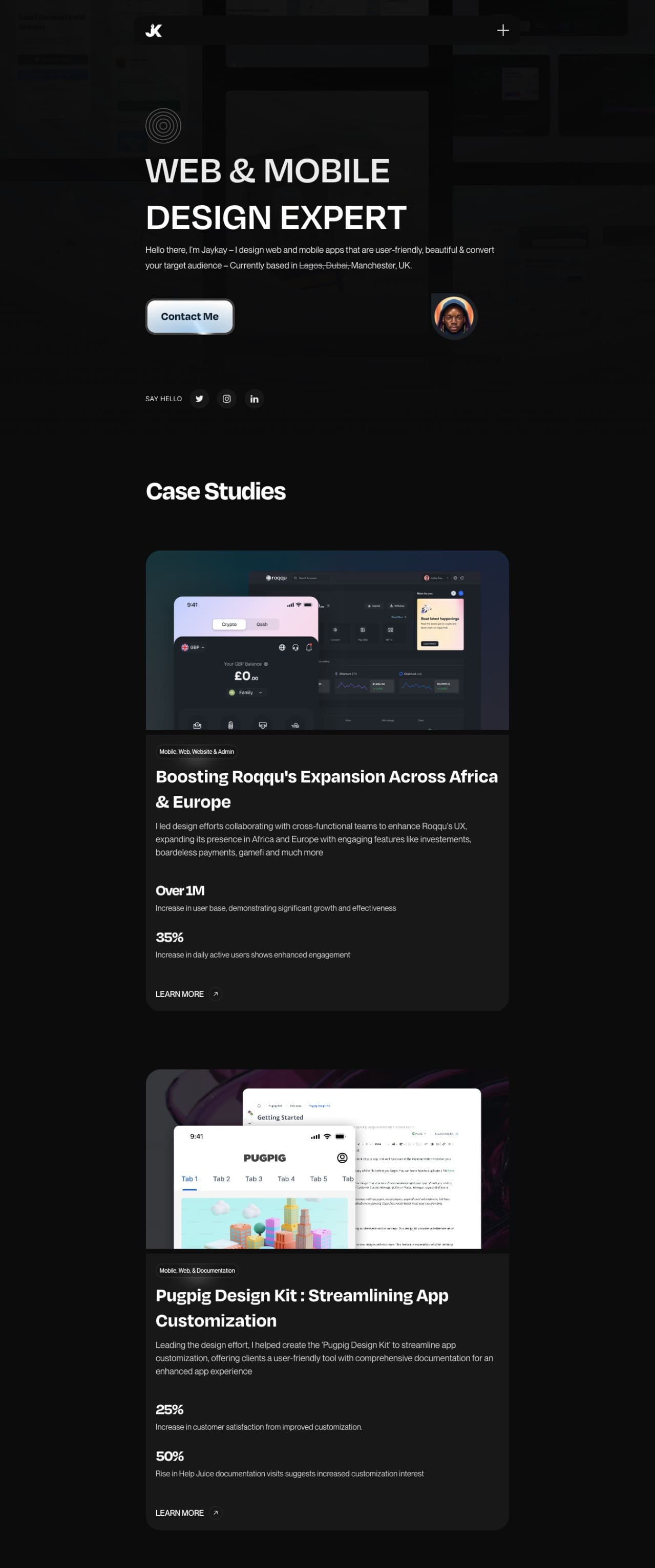 JayKay portfolio screenshot