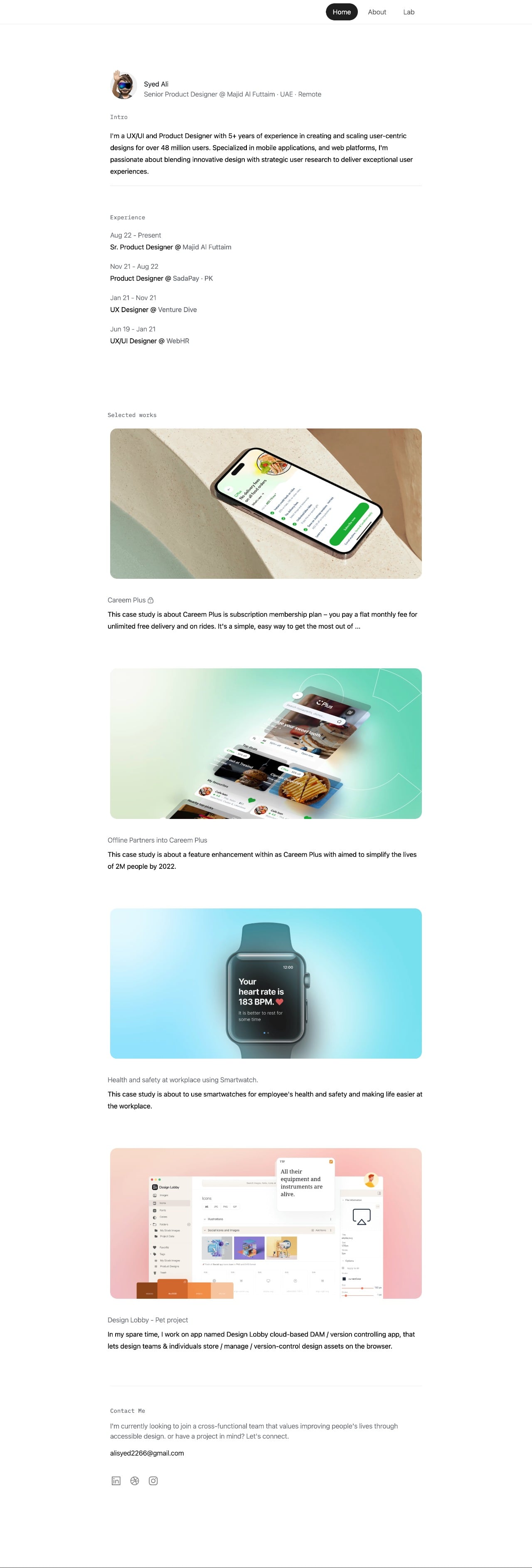Syed Ali portfolio screenshot