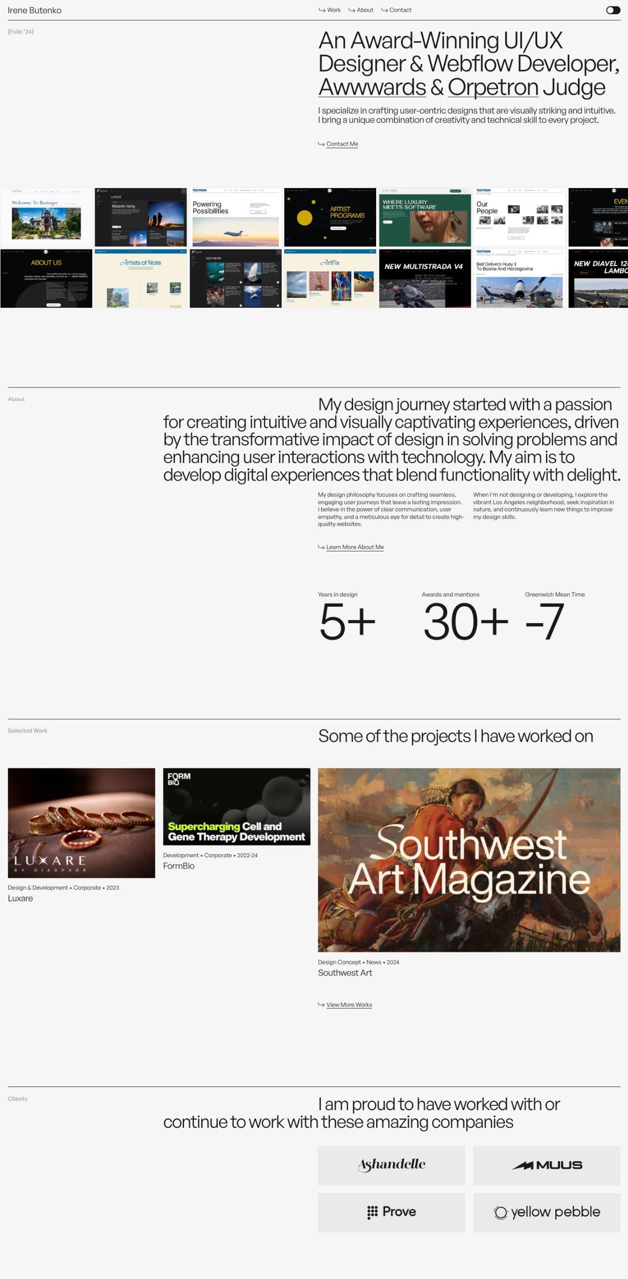 Irene Butenko portfolio screenshot