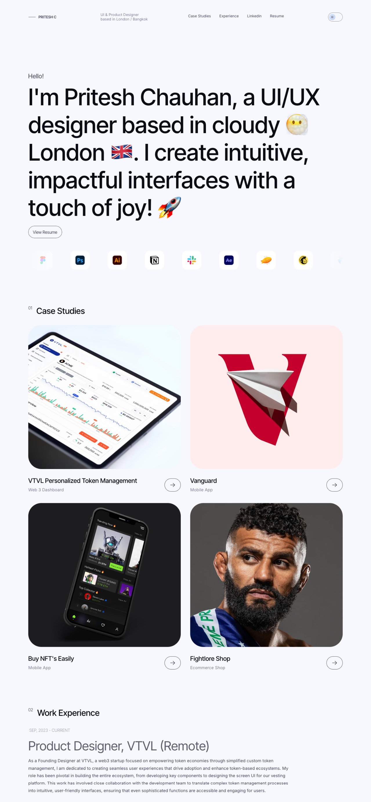 Pritesh Chauhan portfolio screenshot