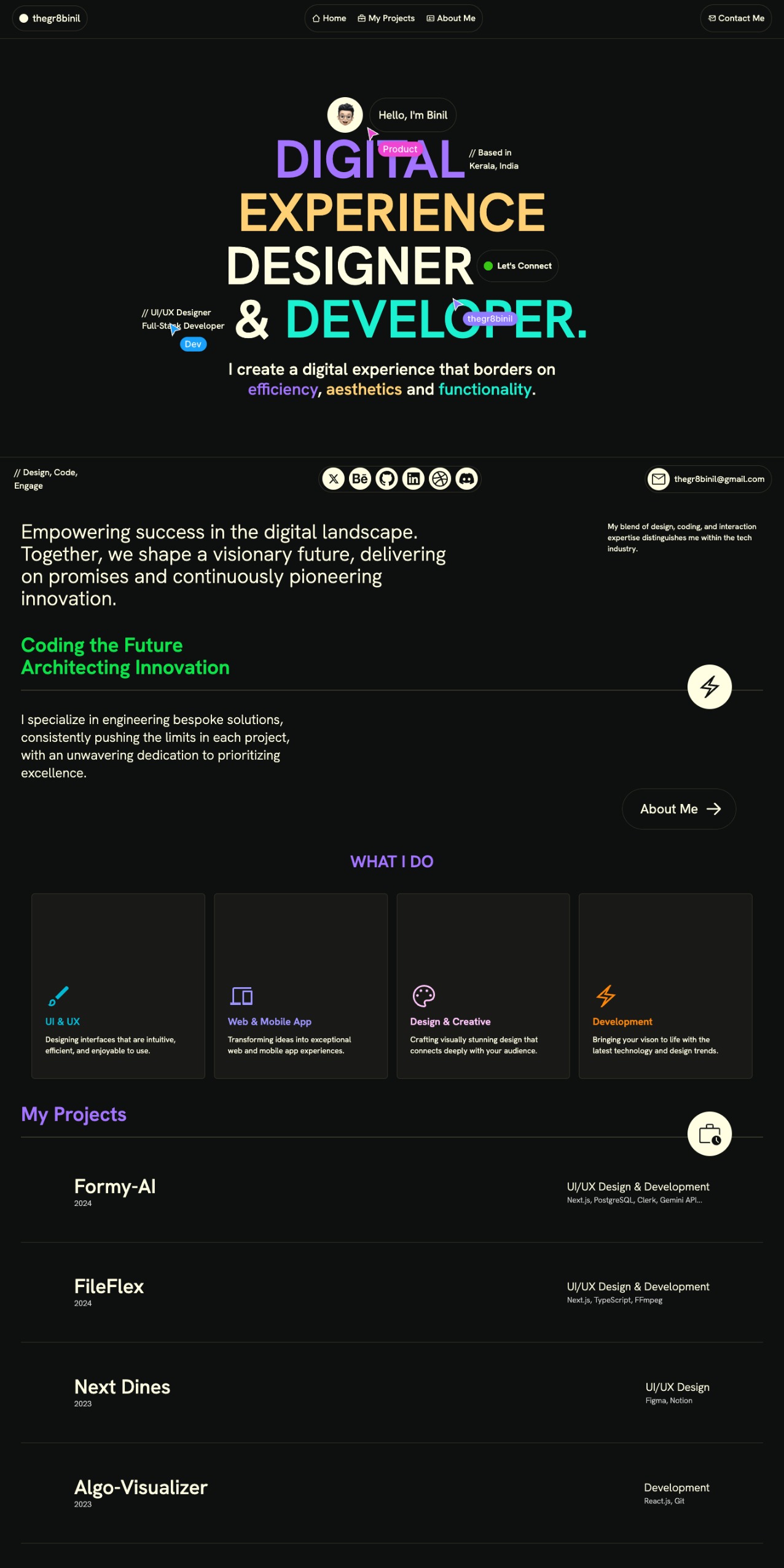 Binil portfolio screenshot