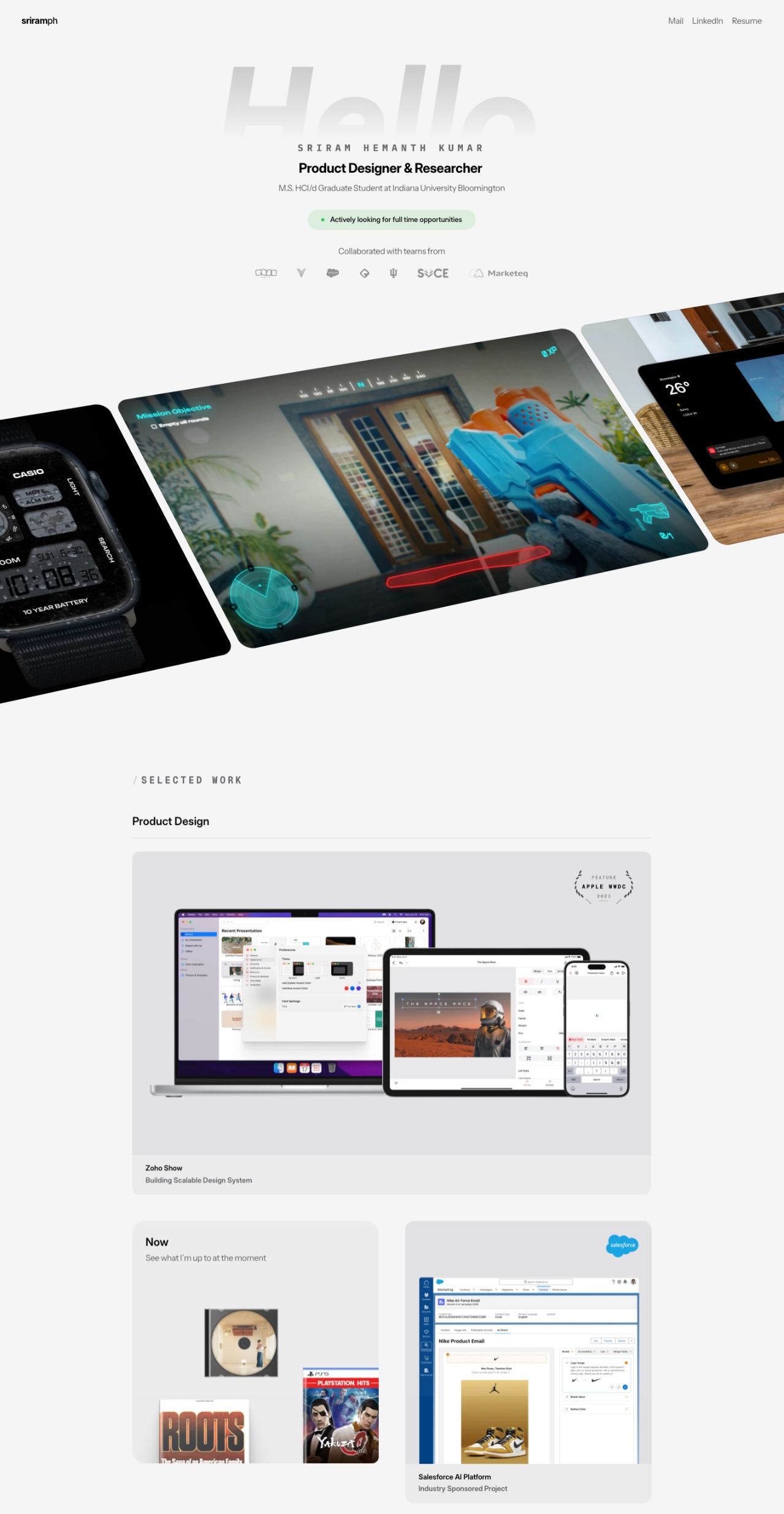 Sriram Kumar portfolio screenshot