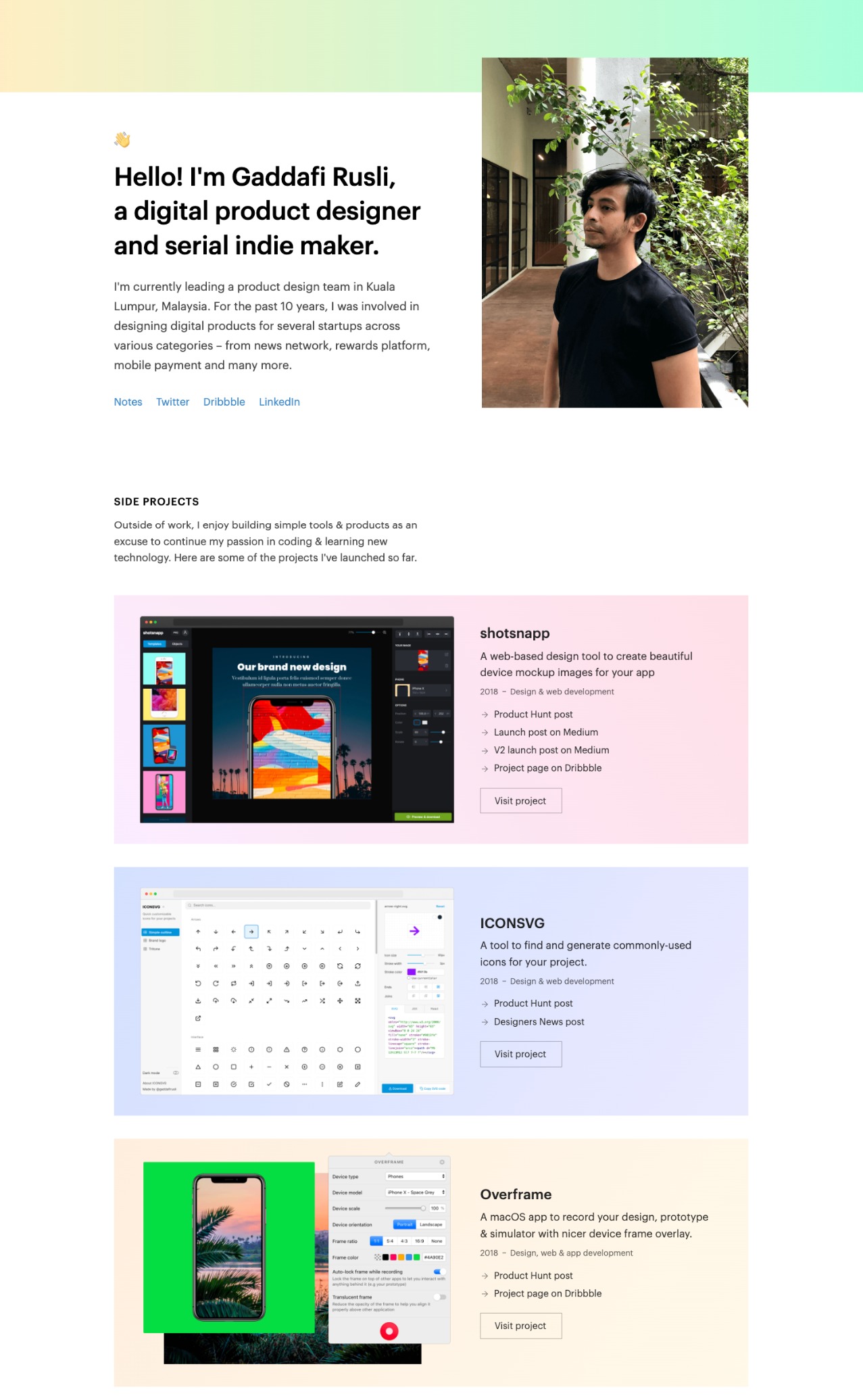 Gaddafi Rusli portfolio screenshot
