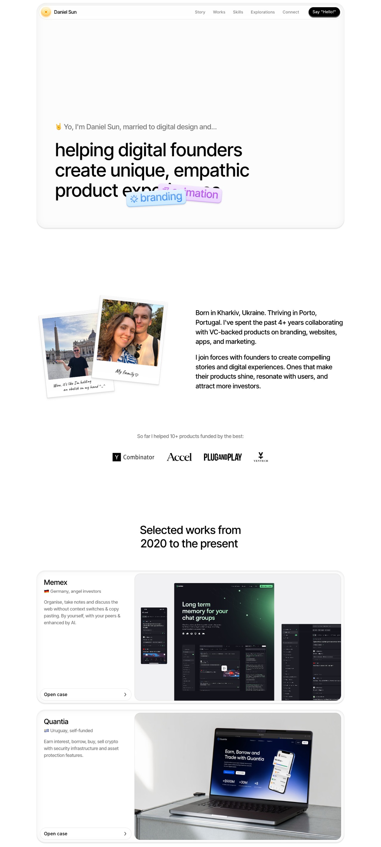 Daniel Sun portfolio screenshot