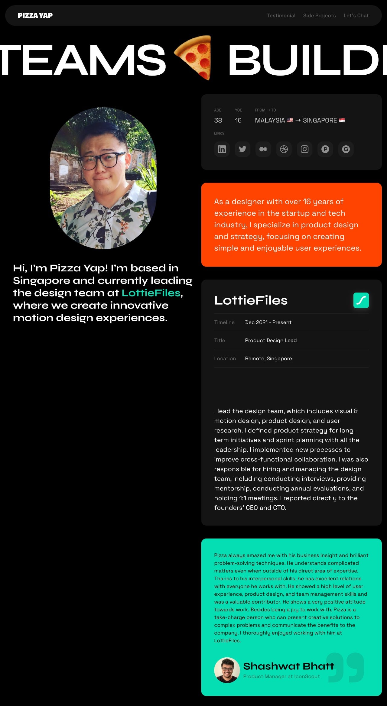 Pizza Yap portfolio screenshot