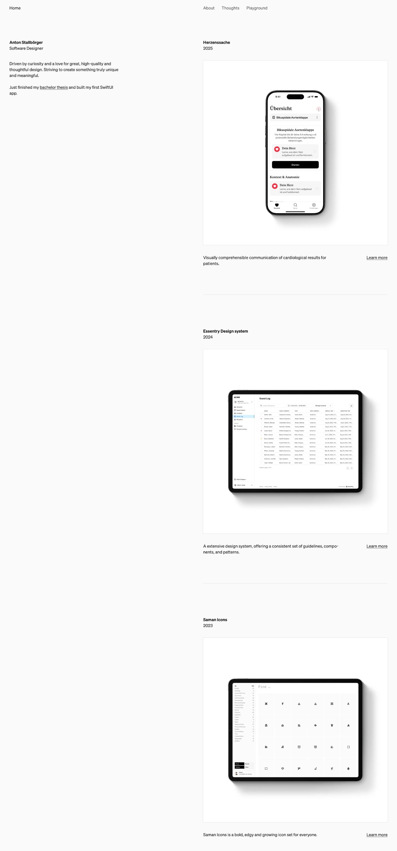 Anton Stallborger portfolio screenshot