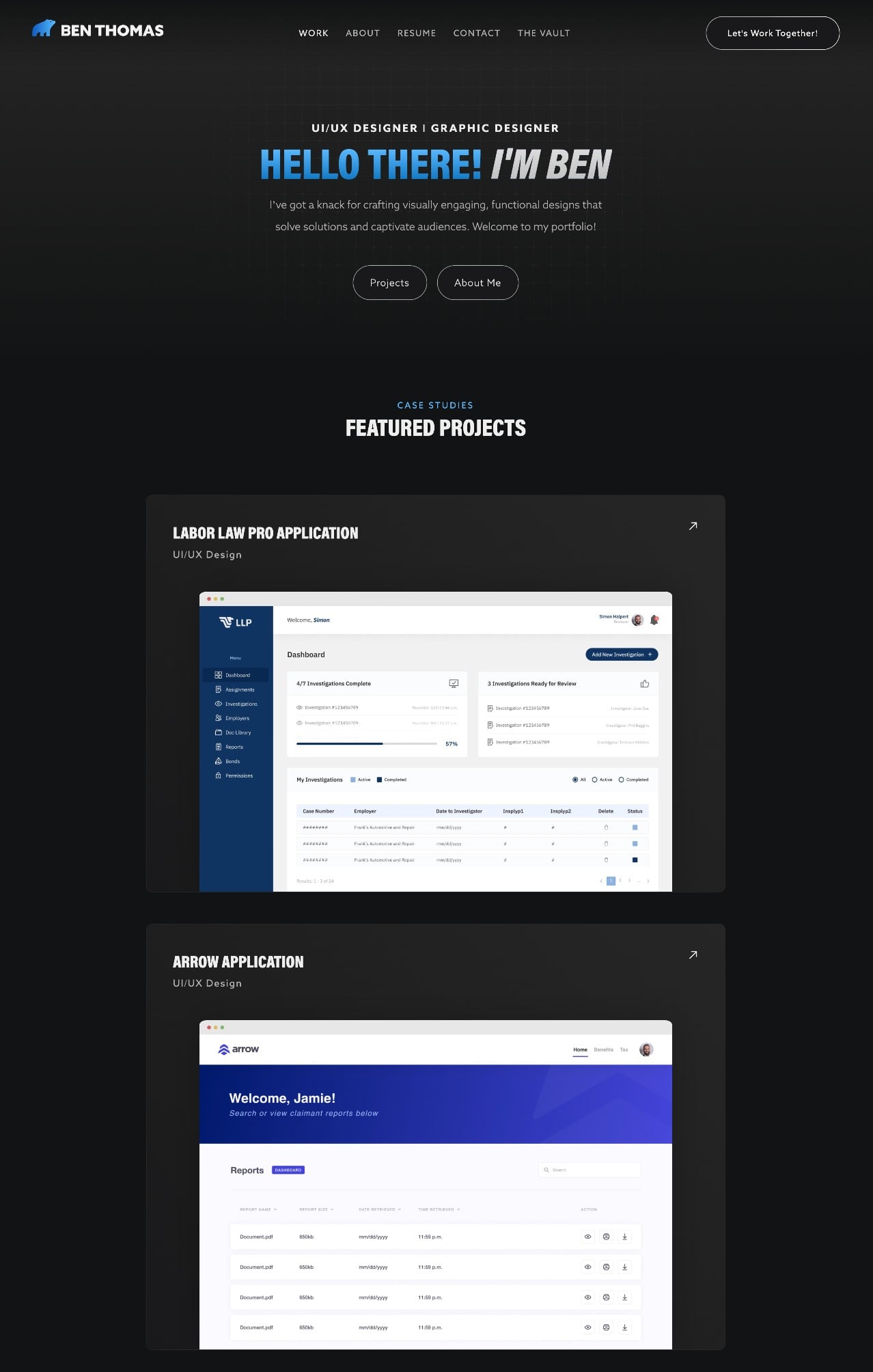 Ben Thomas portfolio screenshot