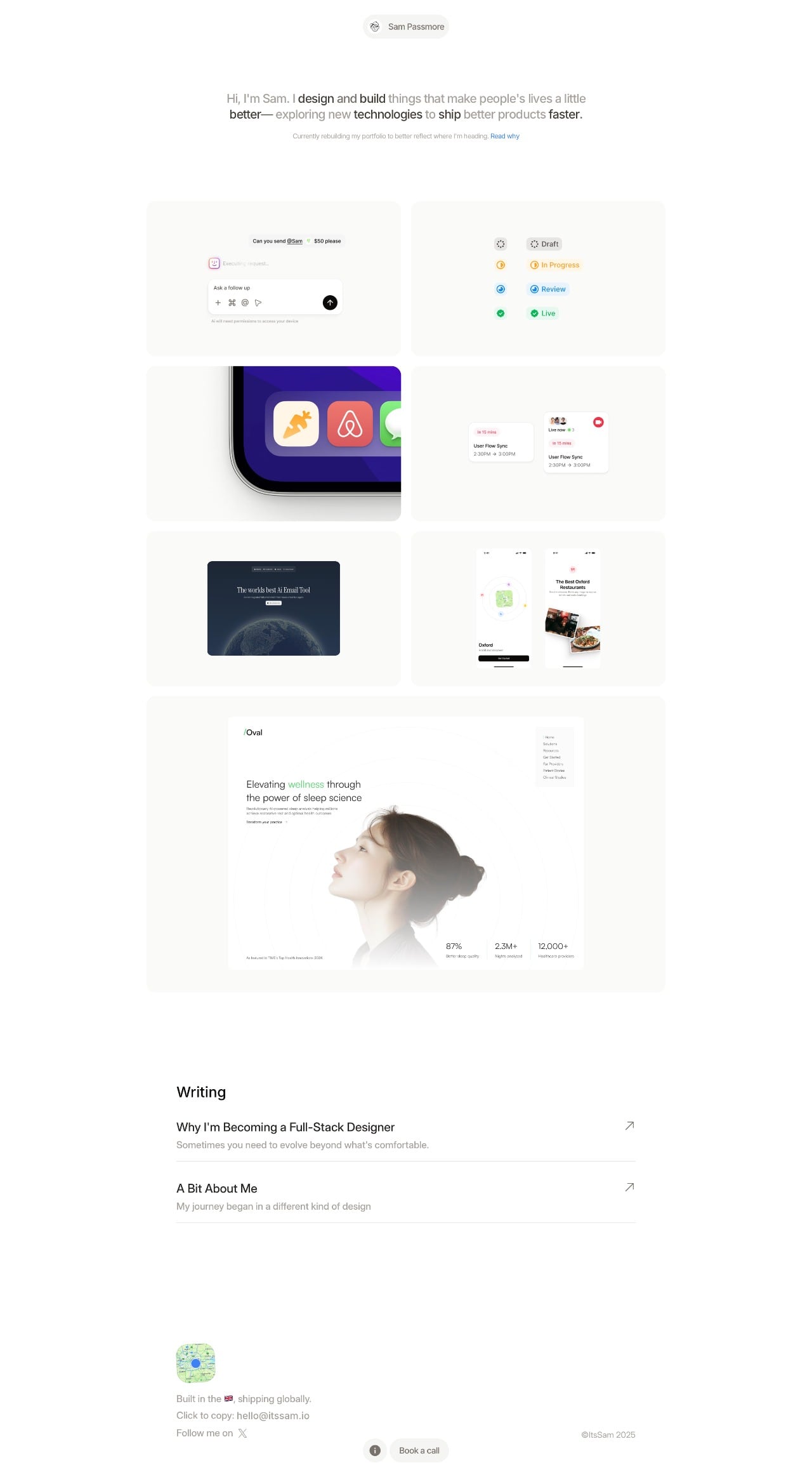 Sam Passmore ux & product designer portfolio - creative portfolio