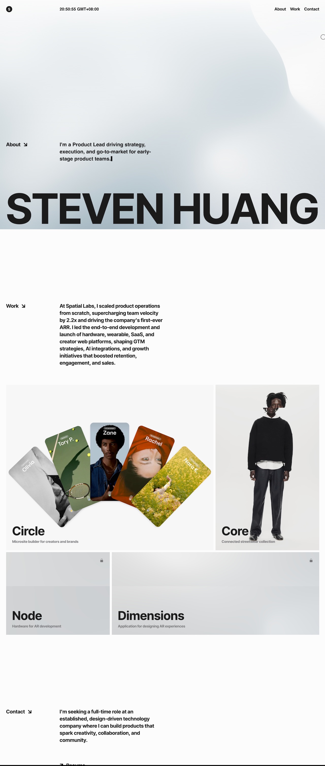Steven Huang portfolio screenshot