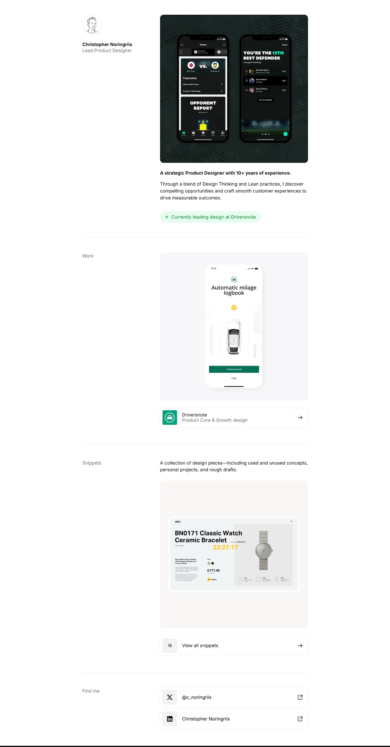 Christopher Noringriis portfolio screenshot