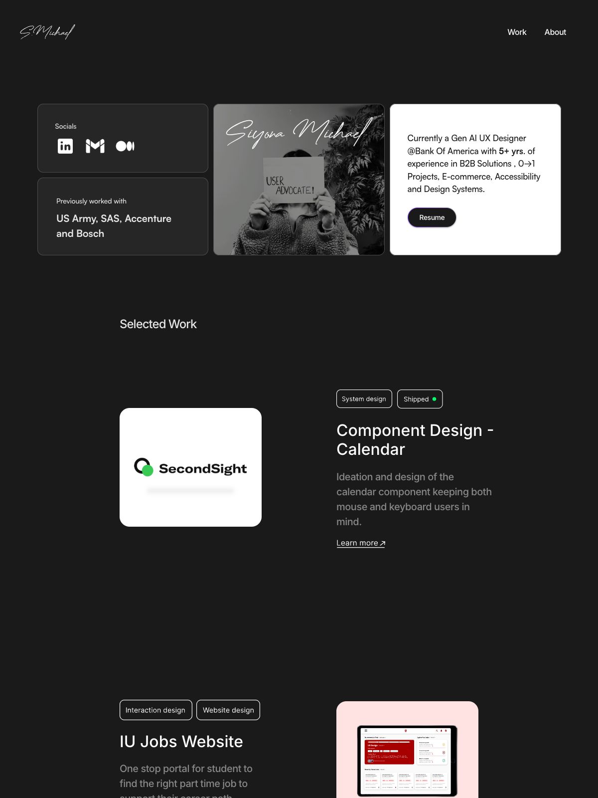 Siyona Michael portfolio screenshot