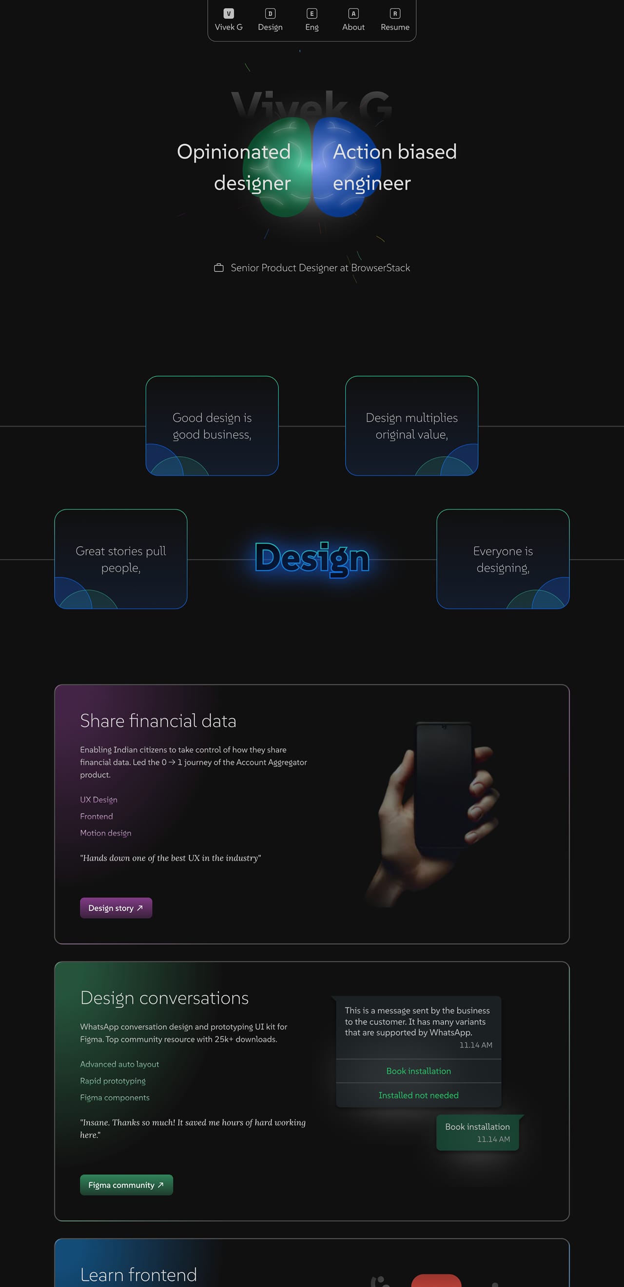 Vivek G portfolio screenshot