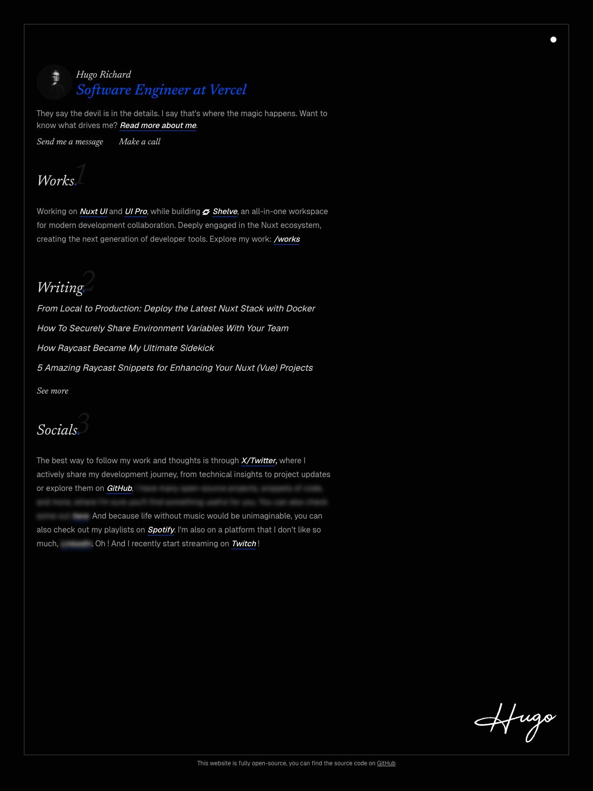 Hugo Richard software developer portfolio - creative portfolio