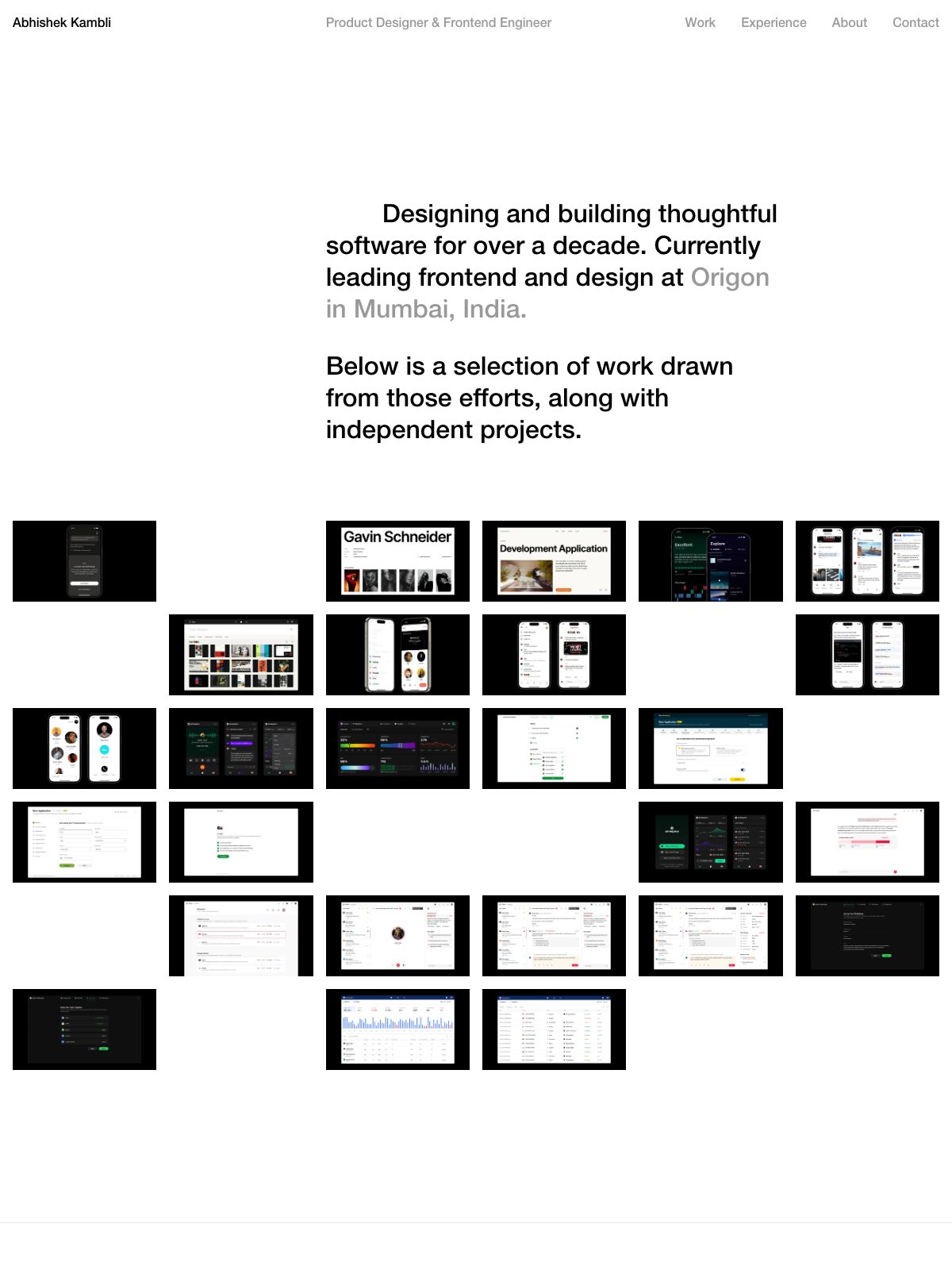 Abhishek Kambli portfolio screenshot