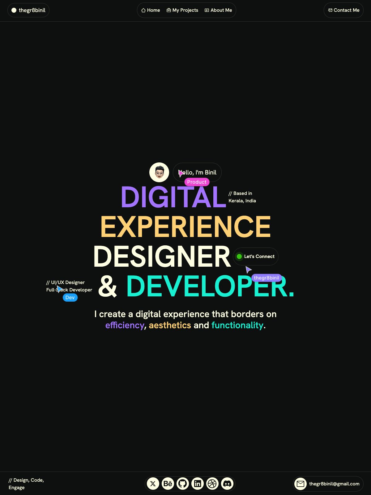 Binil portfolio screenshot