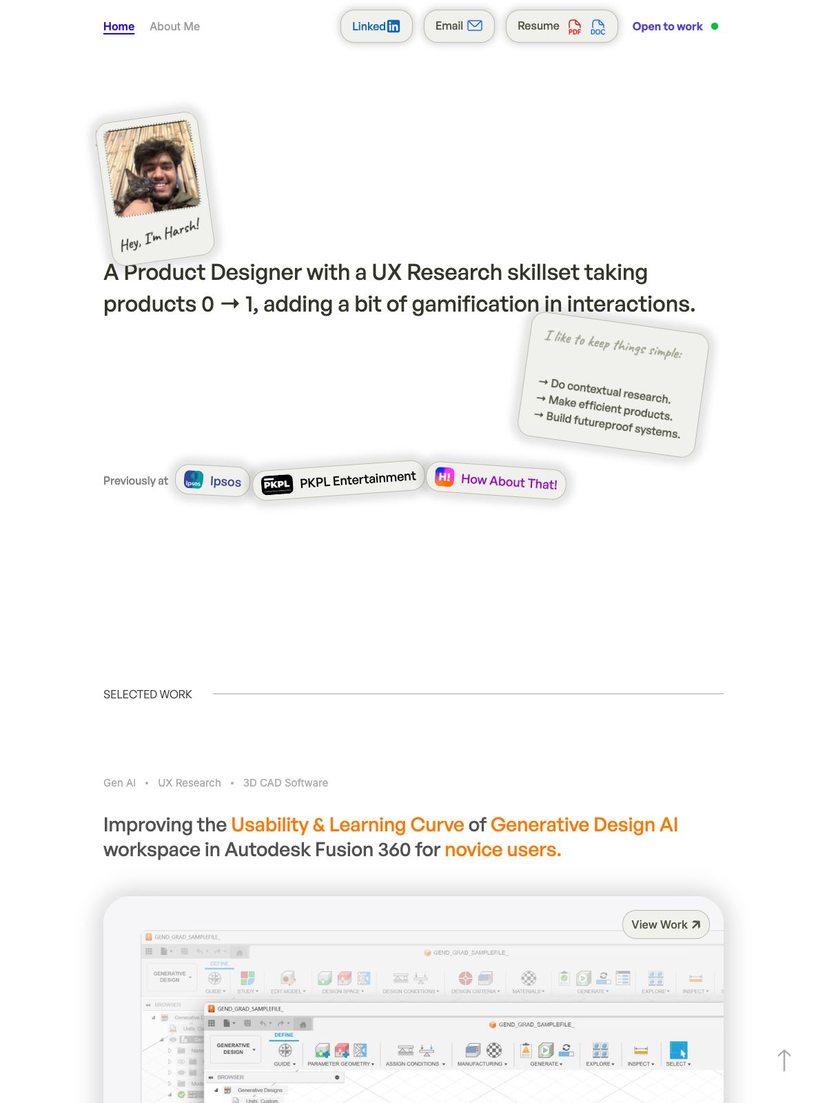 Harsh portfolio screenshot