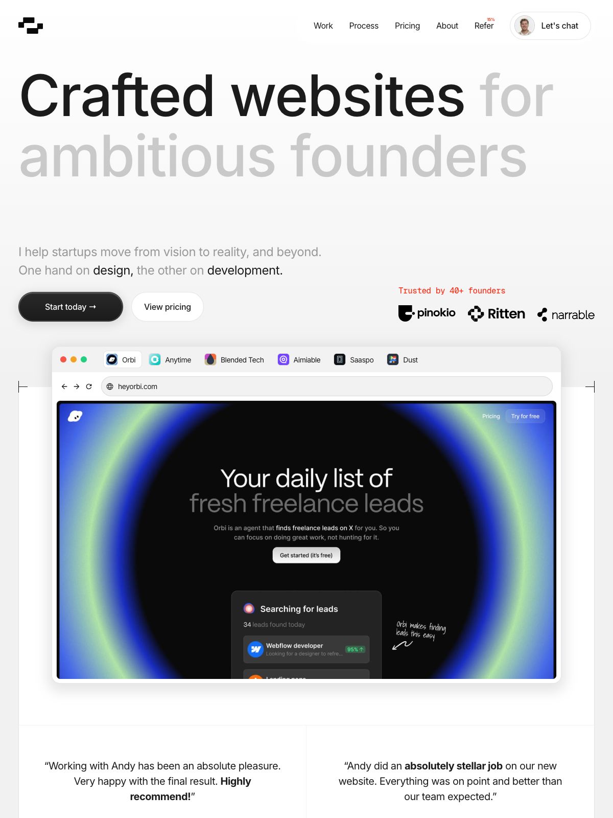Two Hands portfolio screenshot
