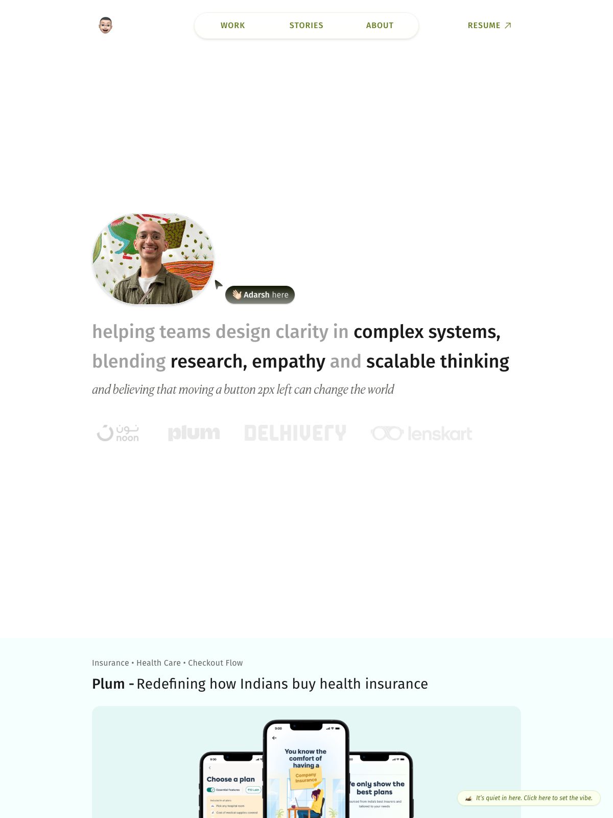 Adarsh Singh portfolio screenshot