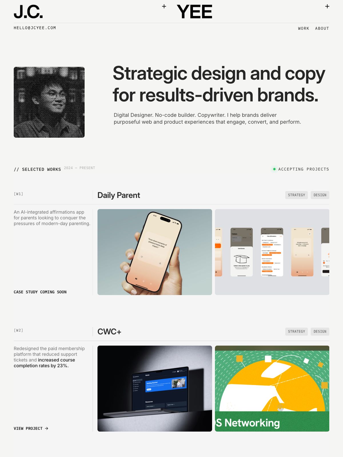 J.C. Yee portfolio screenshot