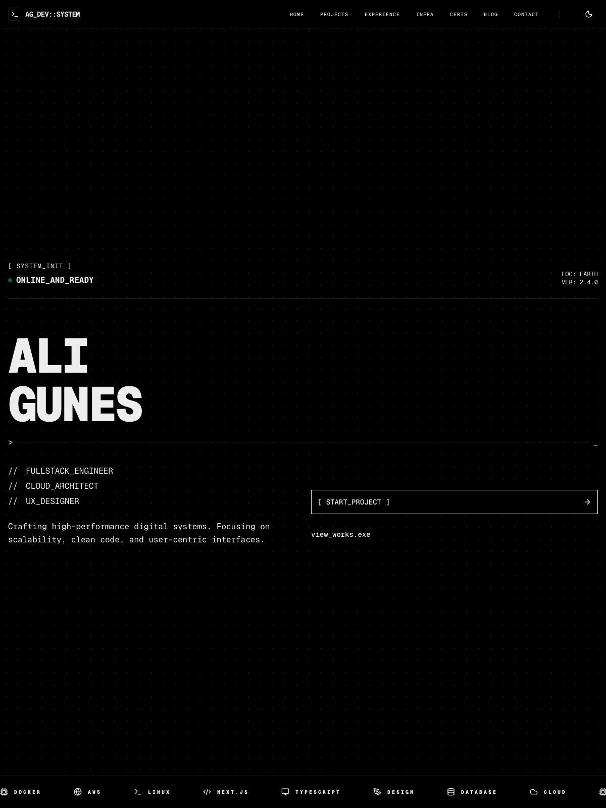 Ali Gunes portfolio screenshot