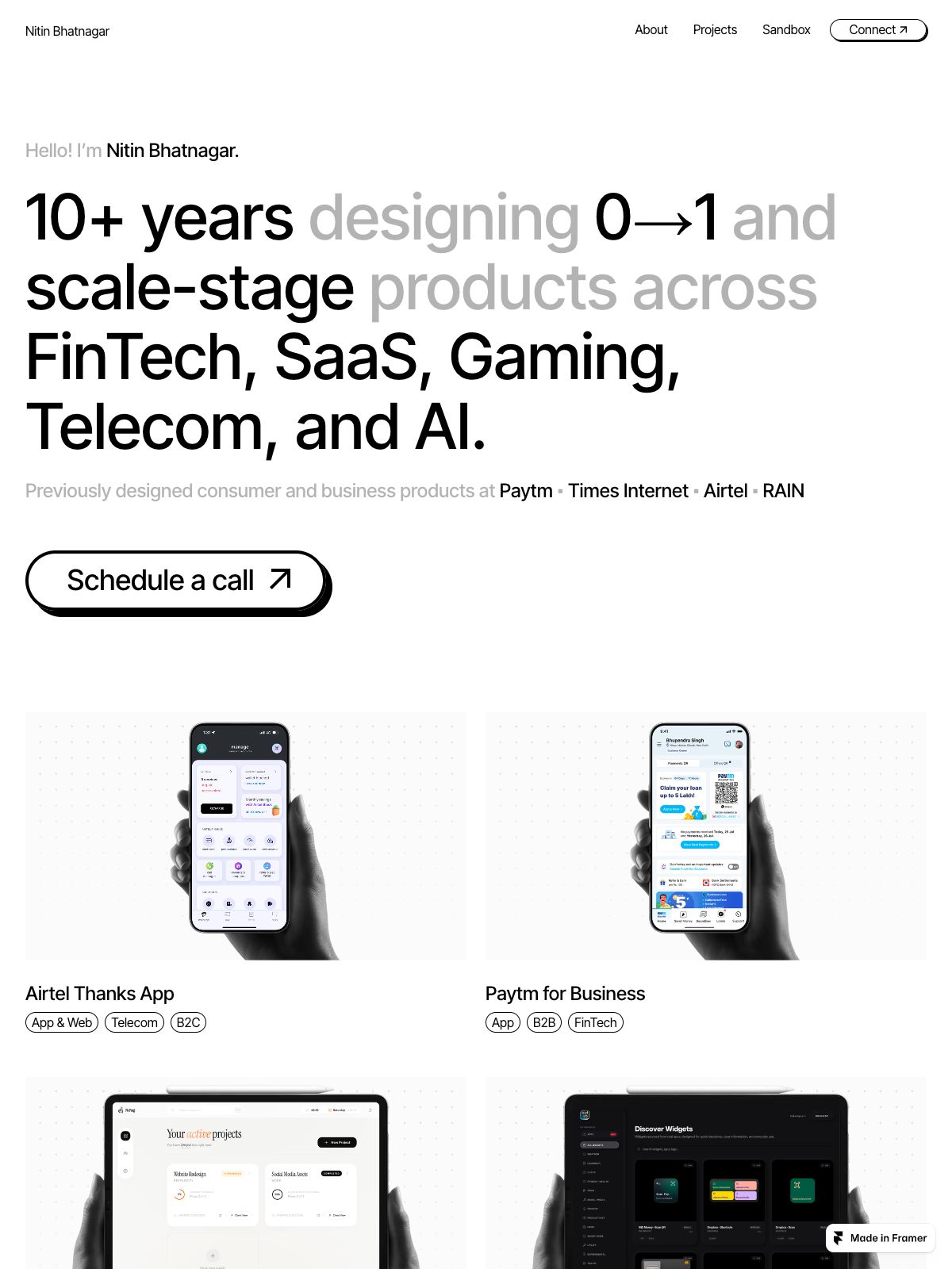 Nitin Bhatnagar portfolio screenshot