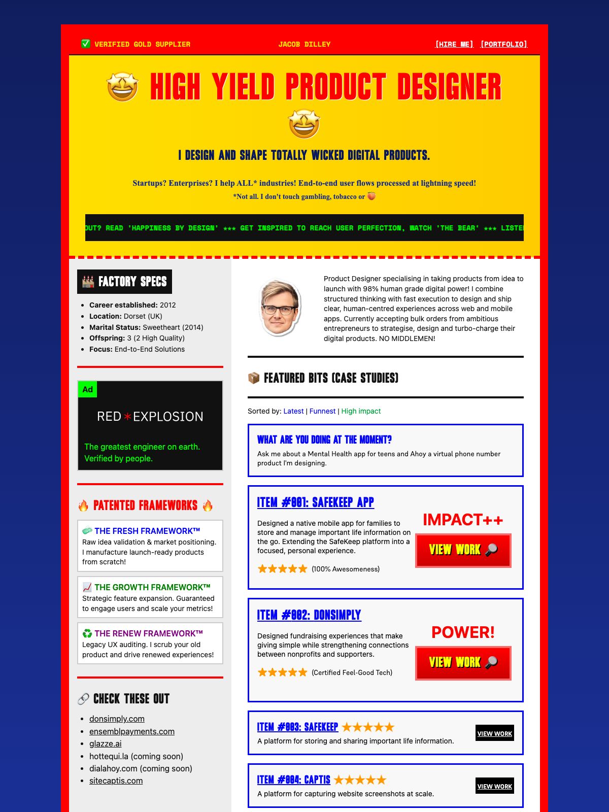 Jacob Dilley portfolio screenshot