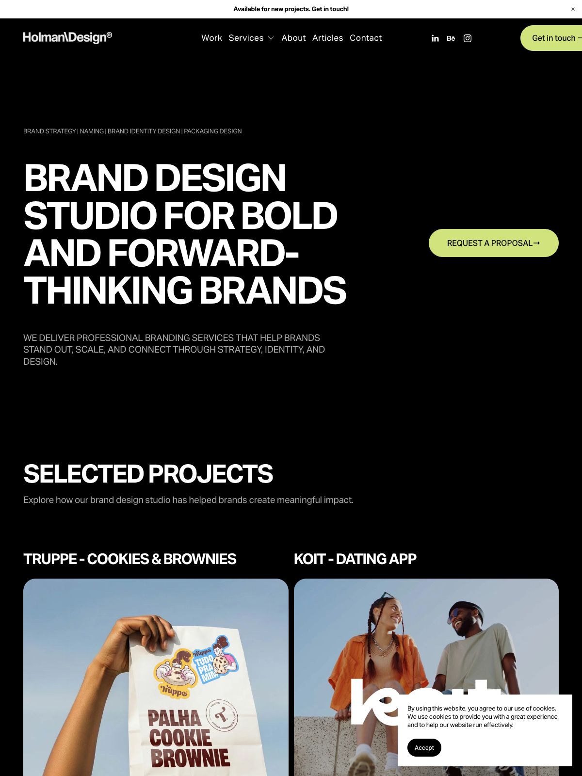Holman Design portfolio screenshot