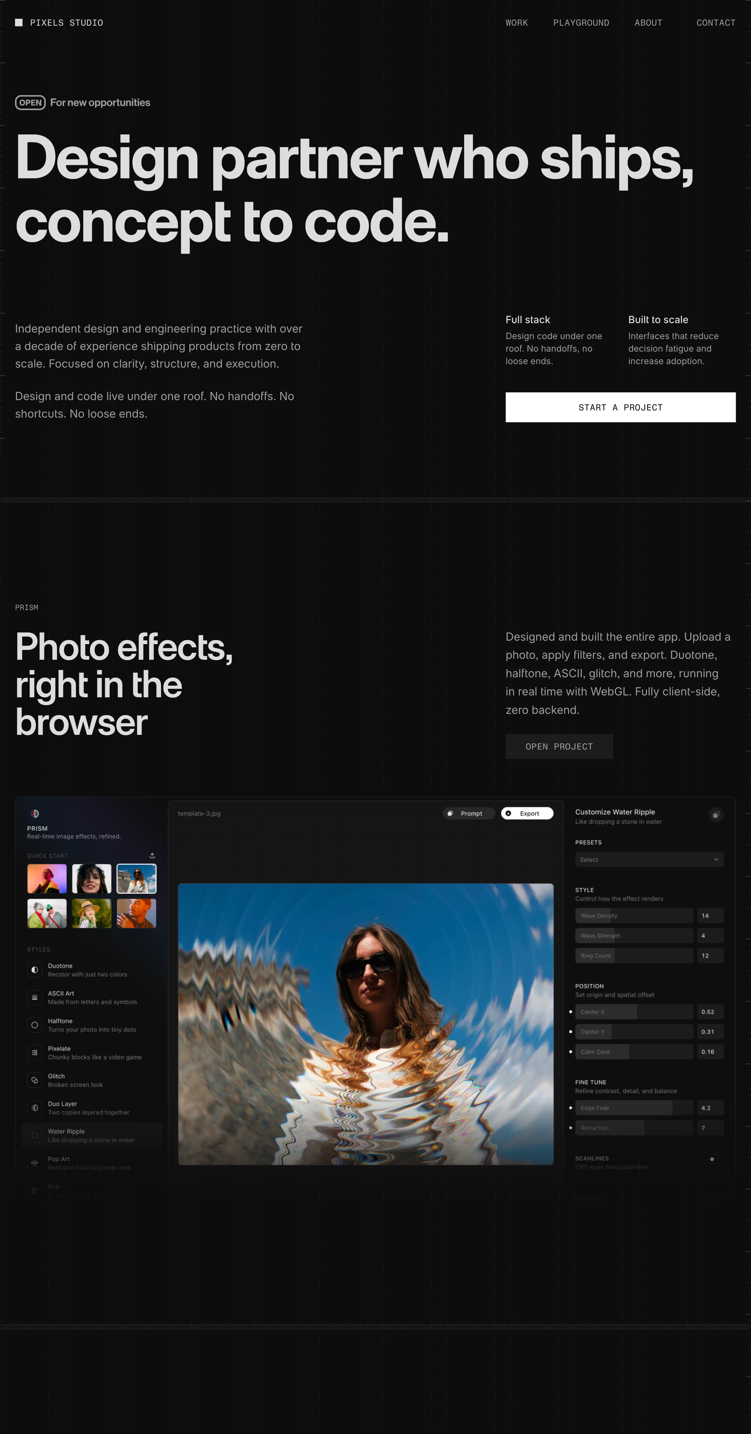 Pixels Studio portfolio screenshot