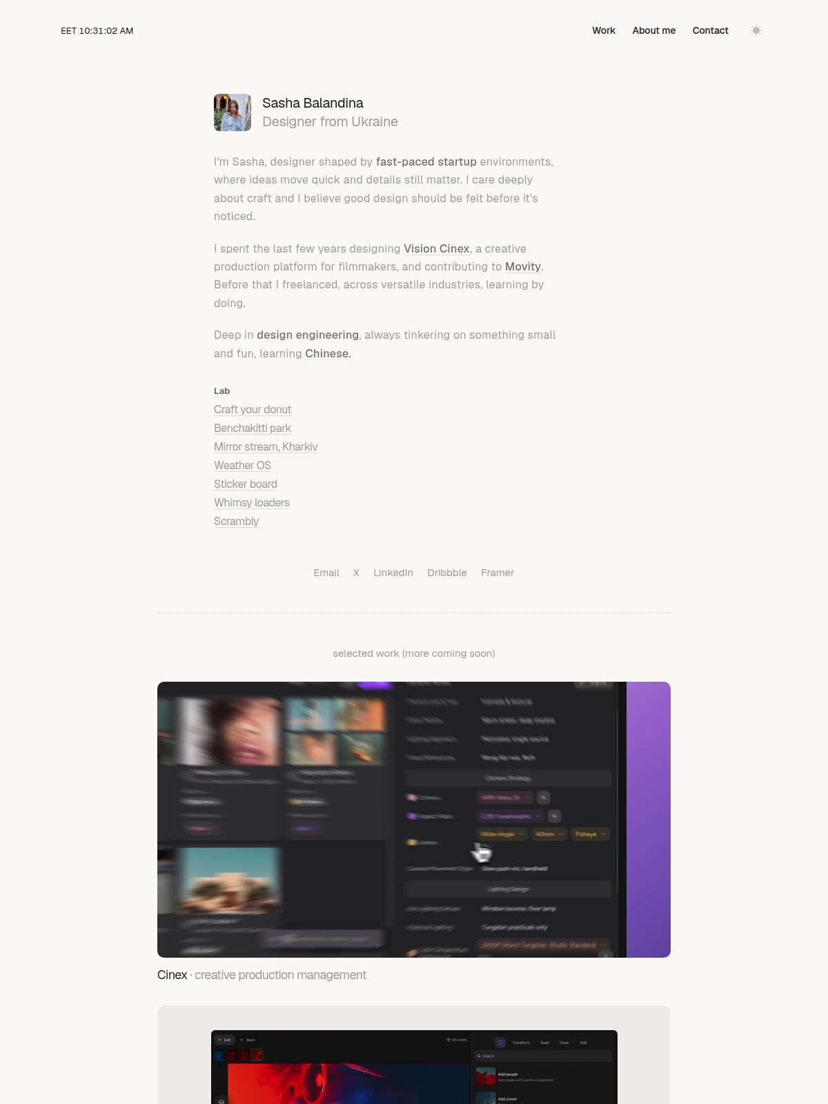 Sasha Balandina portfolio screenshot