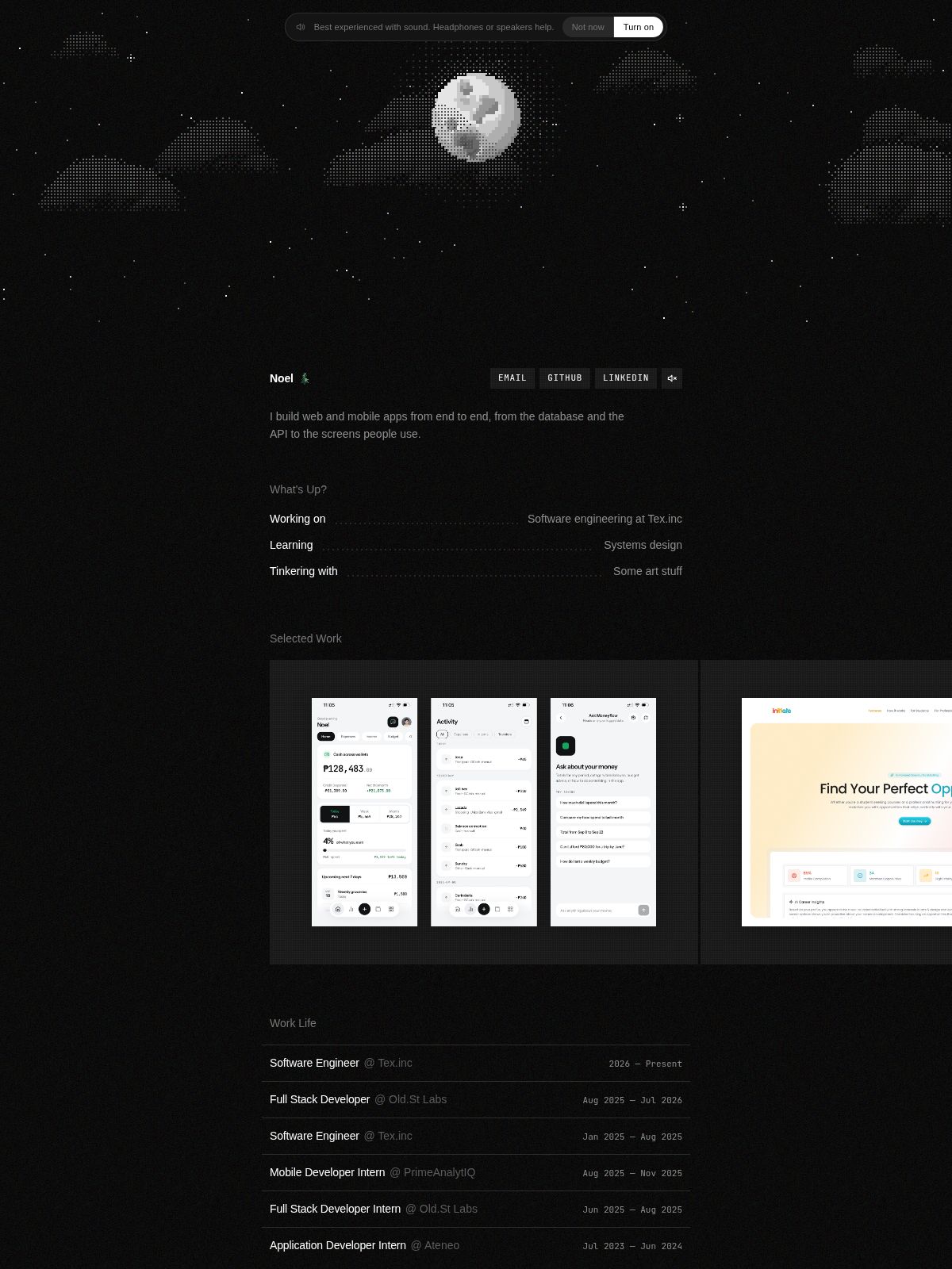 Noel portfolio screenshot