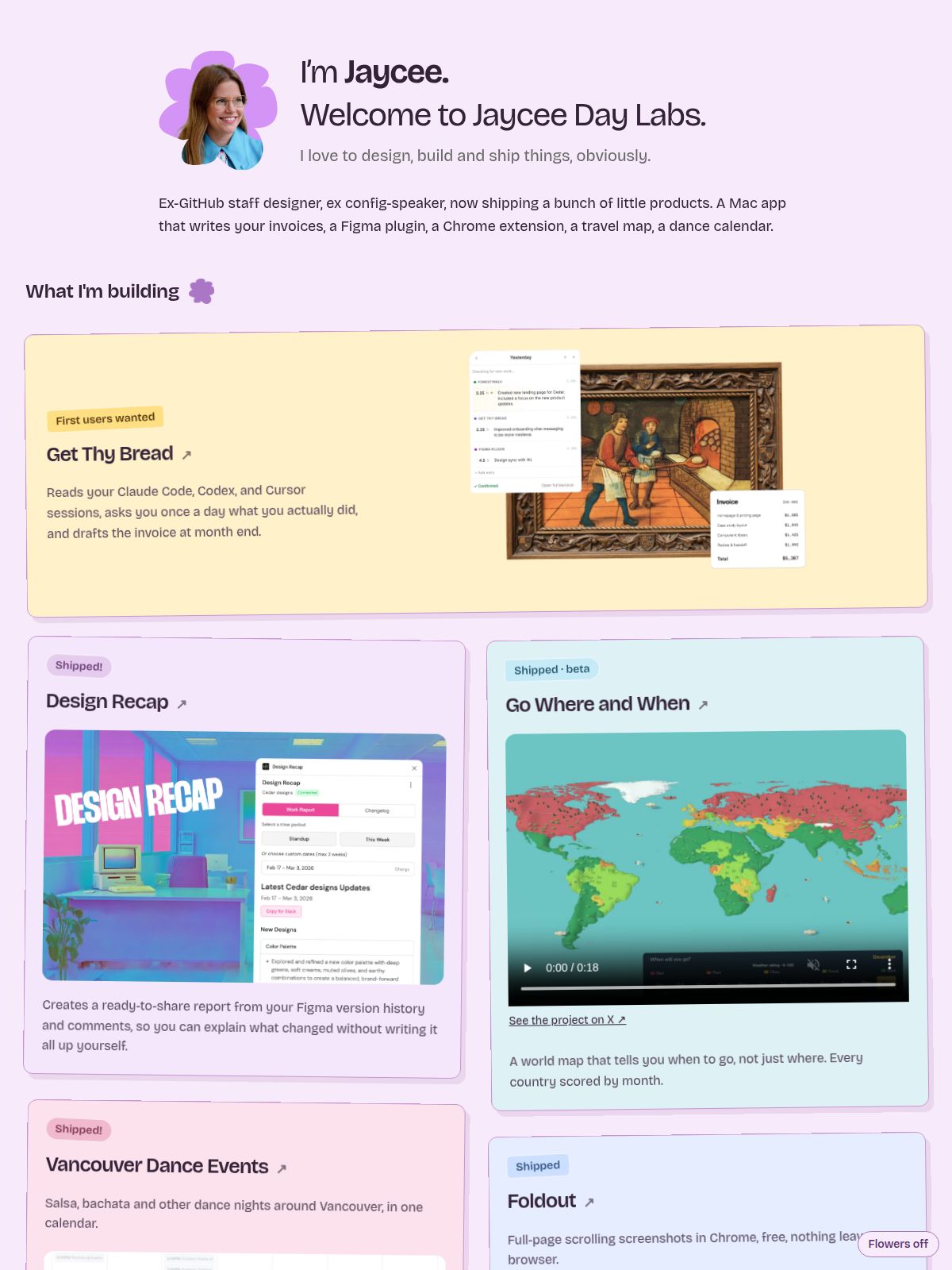 Jaycee Day portfolio screenshot