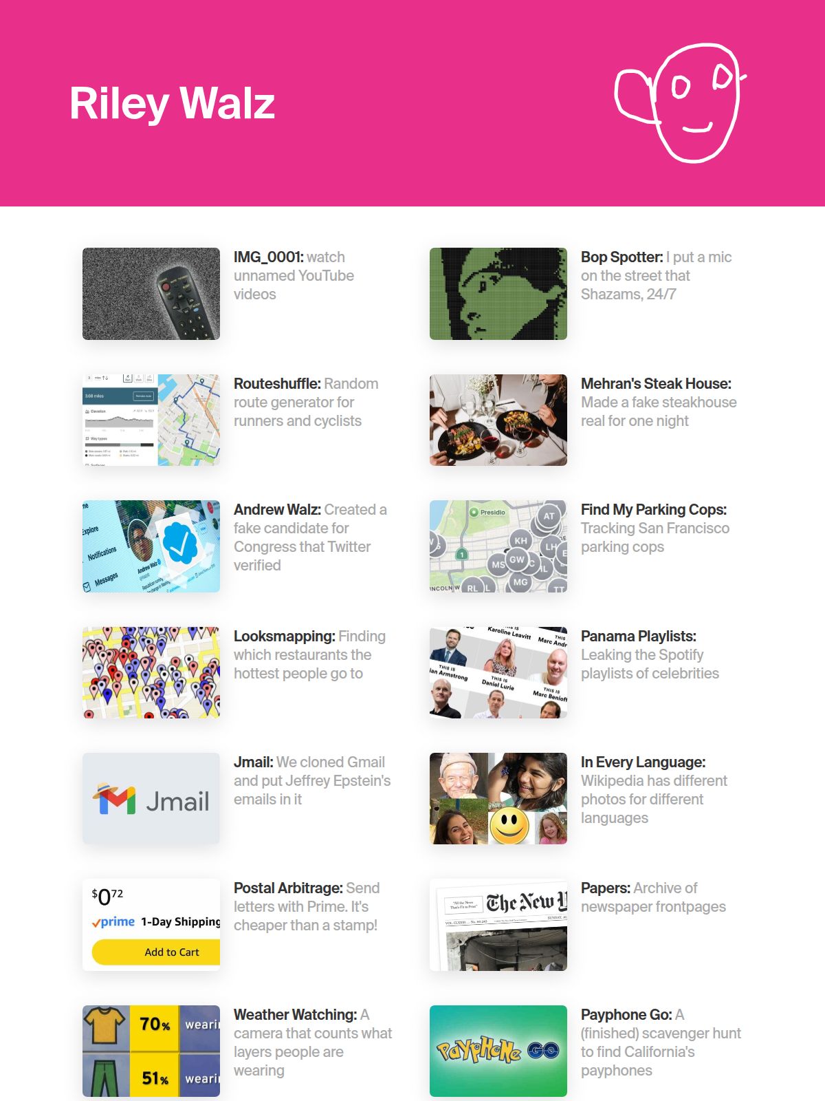 Riley Walz portfolio screenshot